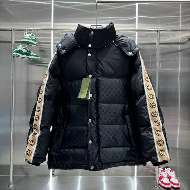 Gucci Reflective Web Down Jacket, Unisex Gg Web New Elements Hidden Double G DDD