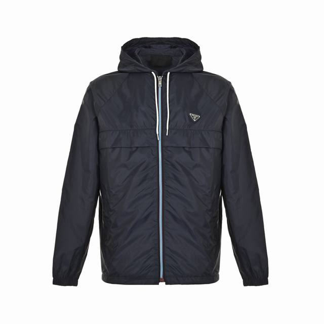 Prada 25Fw triangle logo contrasting zipper recycled nylon hooded jacket uses th