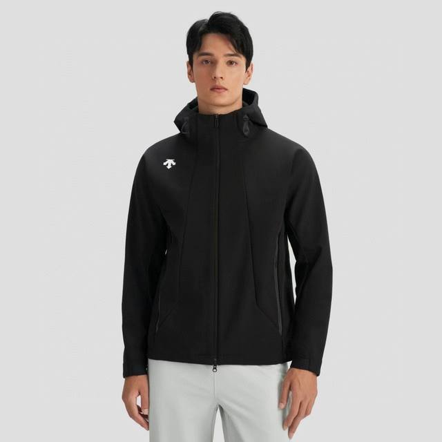 Descente Men's Fleece-lined Waterproof Fitness Woven Hooded Jacket. Made with f