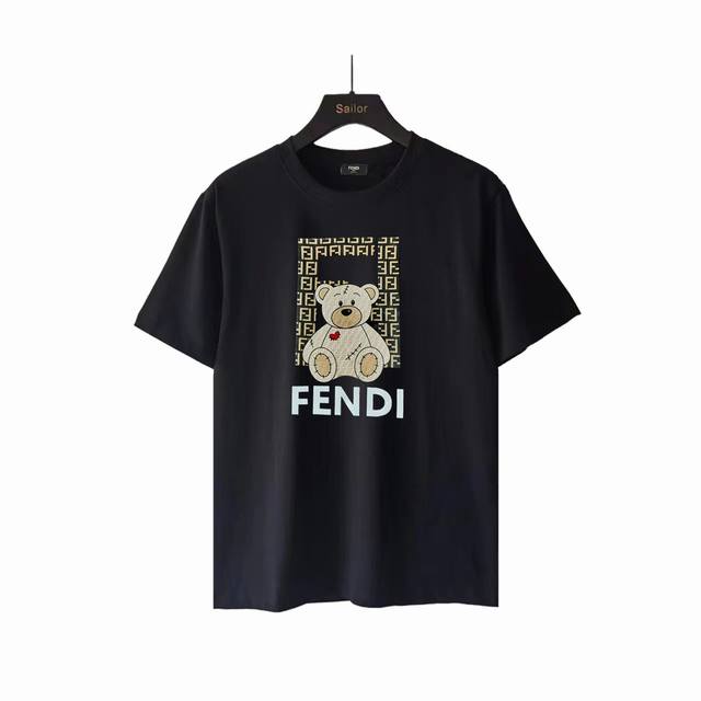 Actual details + size chart Fendi double Ff bear print short-sleeved shirt Orig