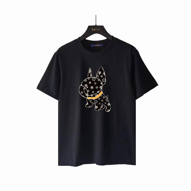 Actual details + size chart Louisvuitto puppy logo printed short-sleeved T-shir