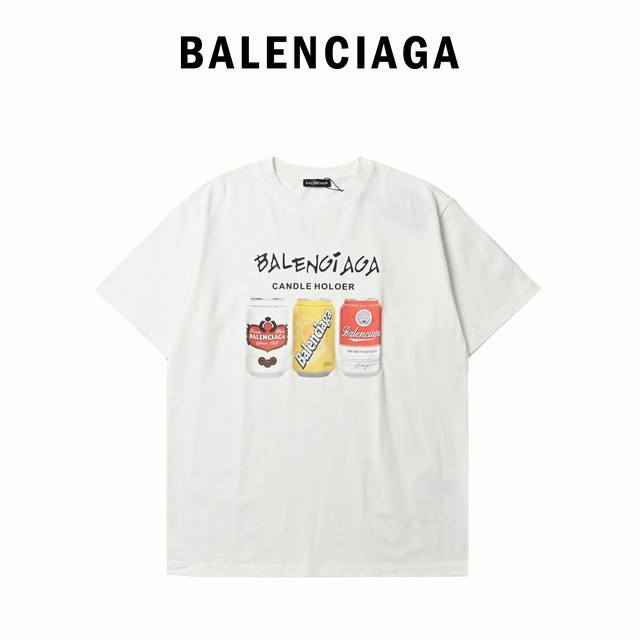 Balenciaga Parisian family can letter print short-sleeved T-shirt Logo logo prin