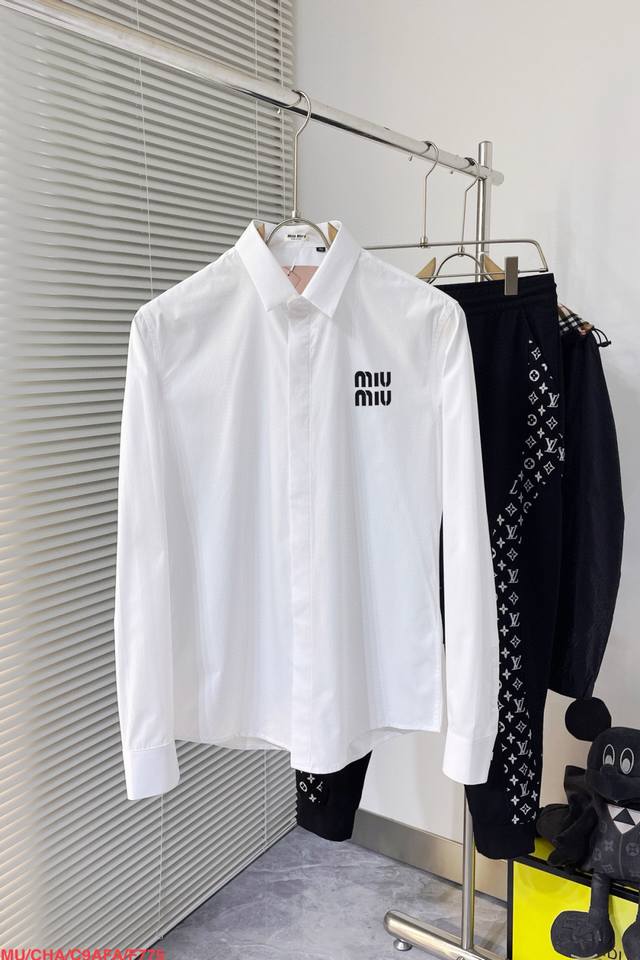 F775 Miu Miu counter's latest men's must-have long-sleeved shirt, 100% natural c
