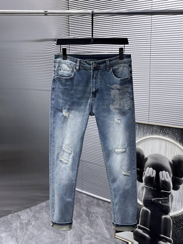 Burberry's new slim-fit slim straight jeans, a high-end version! Custom-made fa