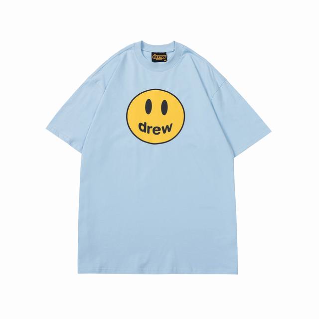 Drew Smiley Short Sleeve Tee Classic Style - Fabric: 240g double yarn high densi