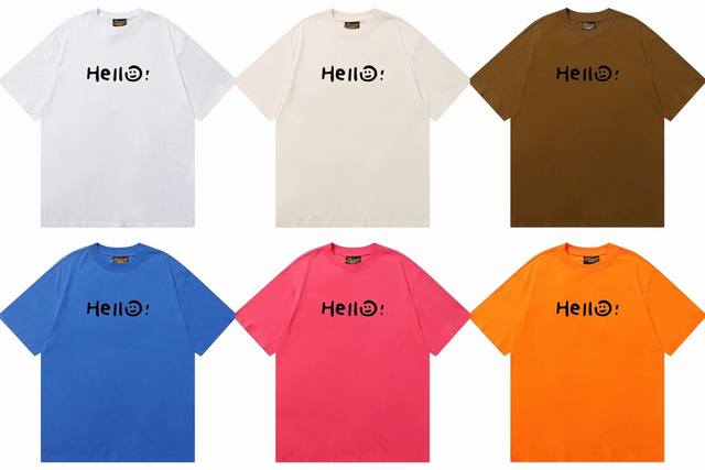 Ss Bieber's same smiley face Drew Hello print short-sleeved high street loose co