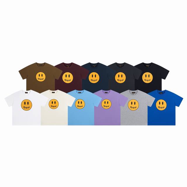 Drew House Justin Bieber's same smiley face print short-sleeved T-shirt. Custom-