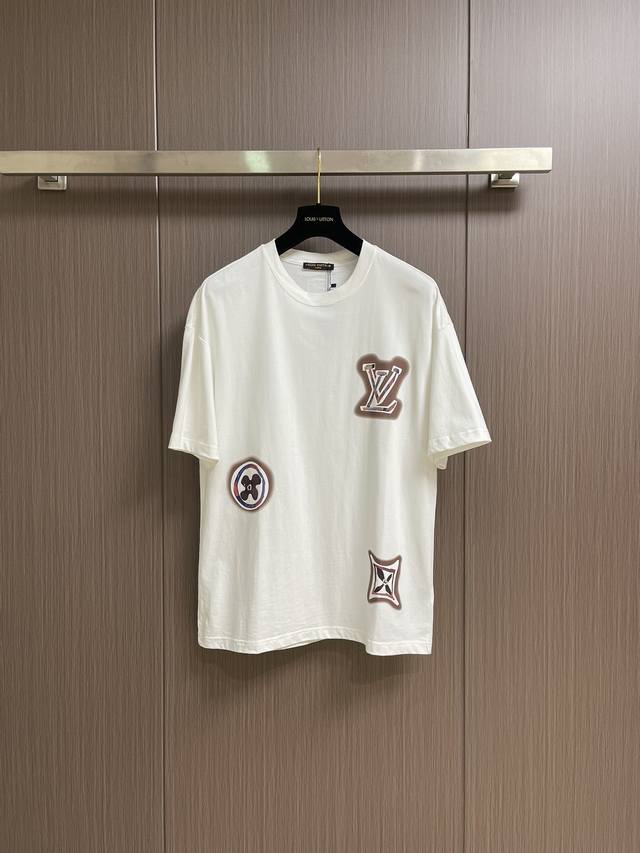 Lv 2025Ss Limited Edition graffiti logo printed short-sleeved T-shirt, basic and