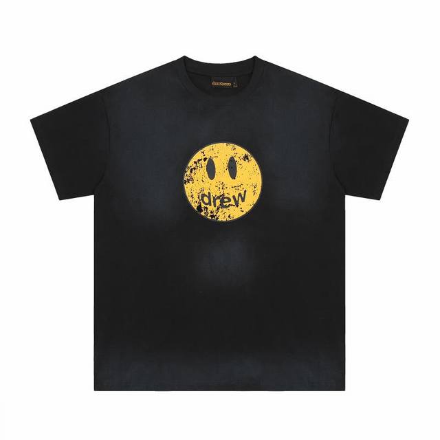Drew House cracked smiley face print short-sleeved loose-fit unisex style" Simpl
