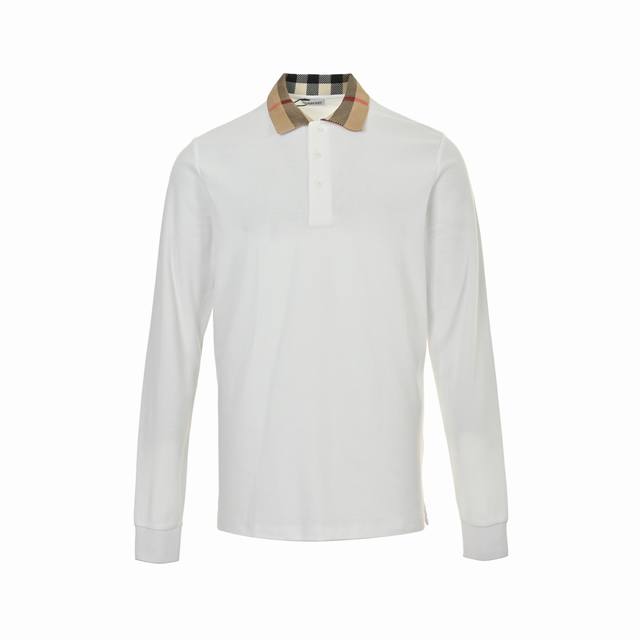 Burberry plaid lapel long-sleeved Polo T-shirt is made of custom fabric. Adding