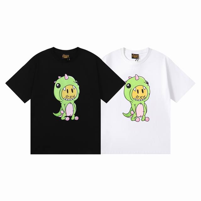 Drew smiley face short sleeve, made of 230g double sand pure cotton fabric, prin