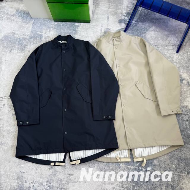 Nanamica 2L stand-up collar, long fishtail windbreaker. Made of double-layer Go