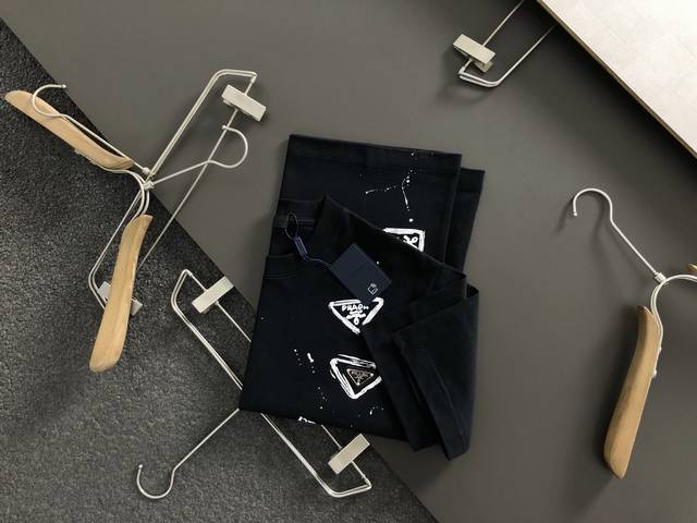 Prad* Fit S-Xl 25 Spring and Summer Top-woven Metal Triangle Label Graffiti Heav