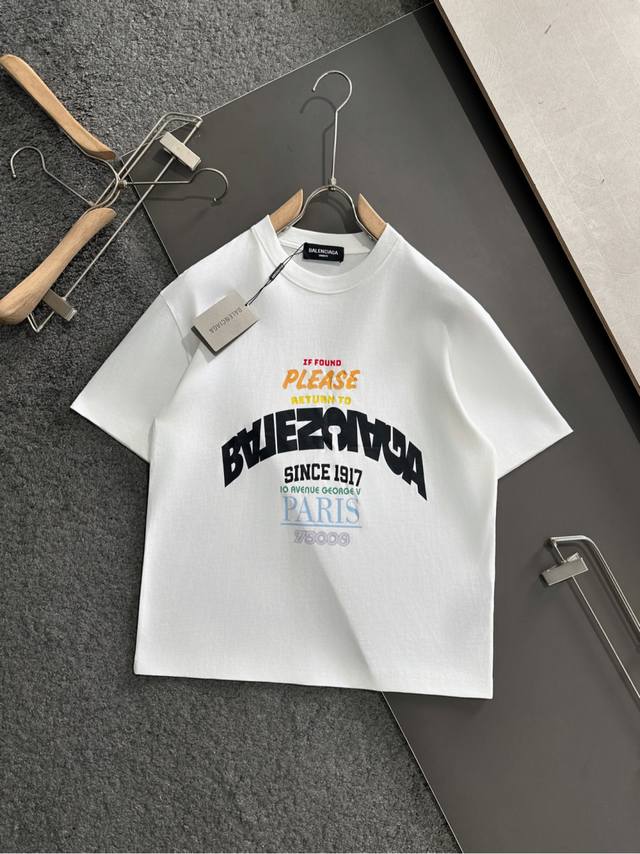 Bal 2025Ss Spring/Summer newest round-neck fashionable short-sleeved T-shirt, sy