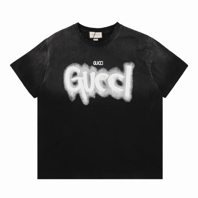 Gucci Gucci washed cursive letter print round neck T-shirt Size: SL DDD