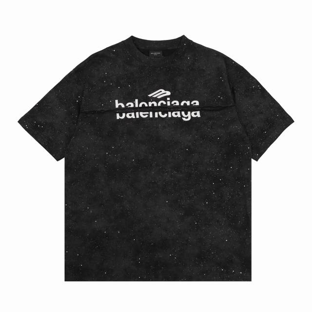 Balenciaga Paris family rendering star embroidery letter round neck short sleeve