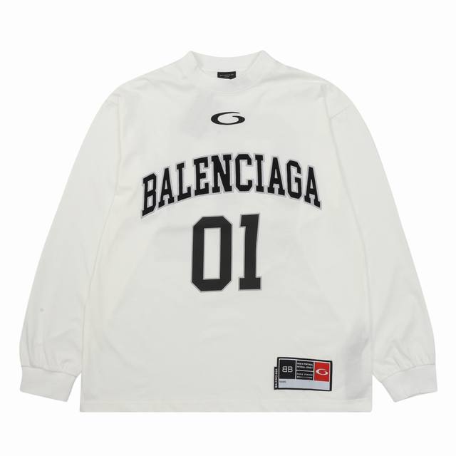 Balenciaga new embroidered 01 long-sleeved basketball jersey Size: 1-4 DDD