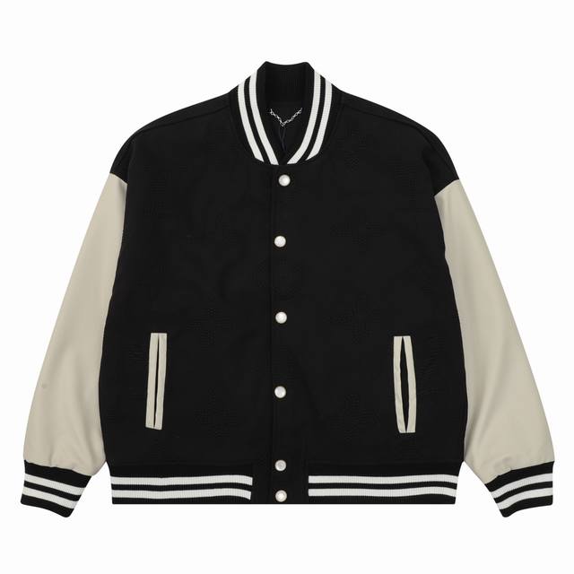 Louis Vuitton Pearl Monochrome Baseball Jacket Warm Tips: Hand wash or dry clean