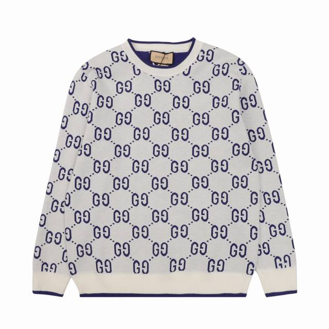 Gucci Gg interlocking jacquard pullover knitted round neck sweater Size: SL DDD