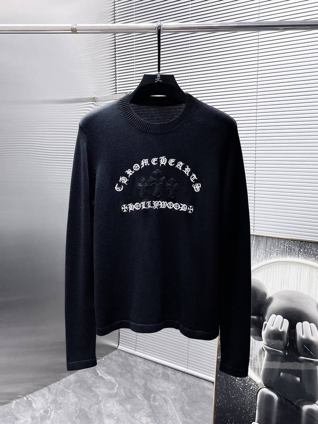 Chrome Hearts Ch 2025 Fall/Winter new wool blend round neck long-sleeved sweate