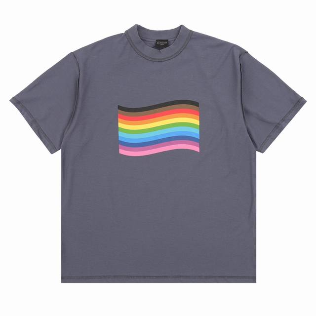 Balenciaga rainbow flag print round neck short sleeves Size: SL DDD