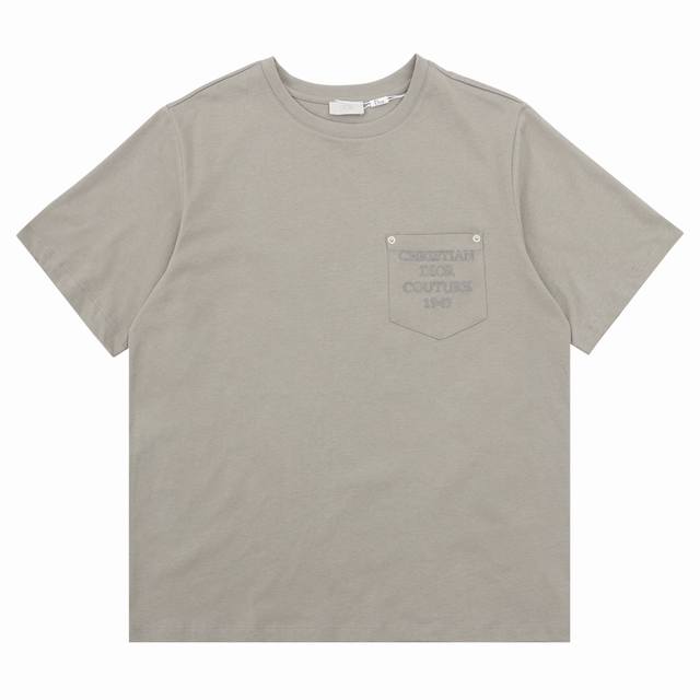 Dior Dior embroidered letter pocket round neck short sleeve Size: SL DDD