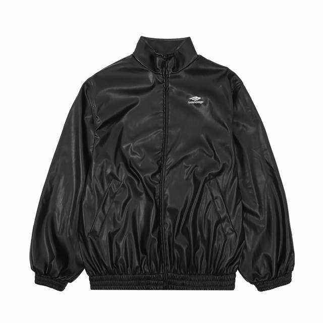 Balenciaga embroidered leather stand collar jacket Size: SL DDD