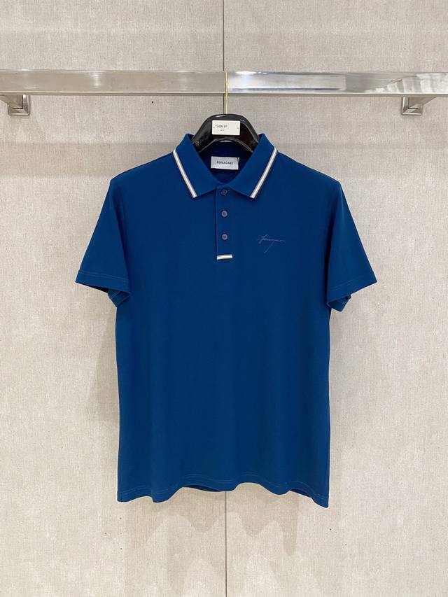 New Arrival: Salvatore Ferragamo 2025Ss Summer Men's Logo Lapel Polo Shirt! A c