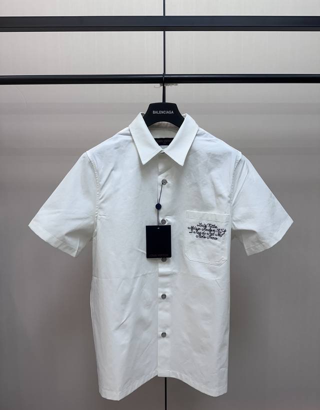 Louis Vuitton Mount Fuji embroidered short-sleeved shirt is made of 100% cotton