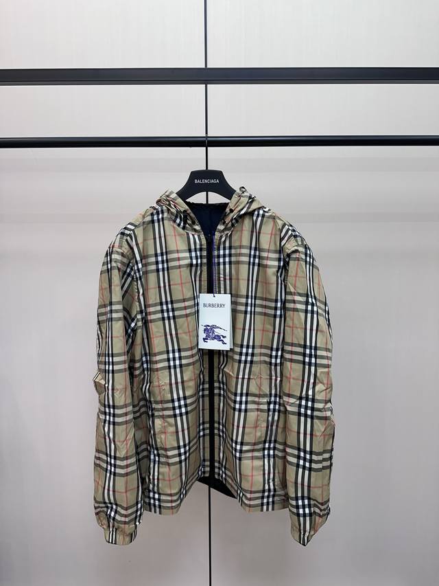 Burberry Check Double-Sided Zipper Jacket Custom-woven and dyed checkered fabric