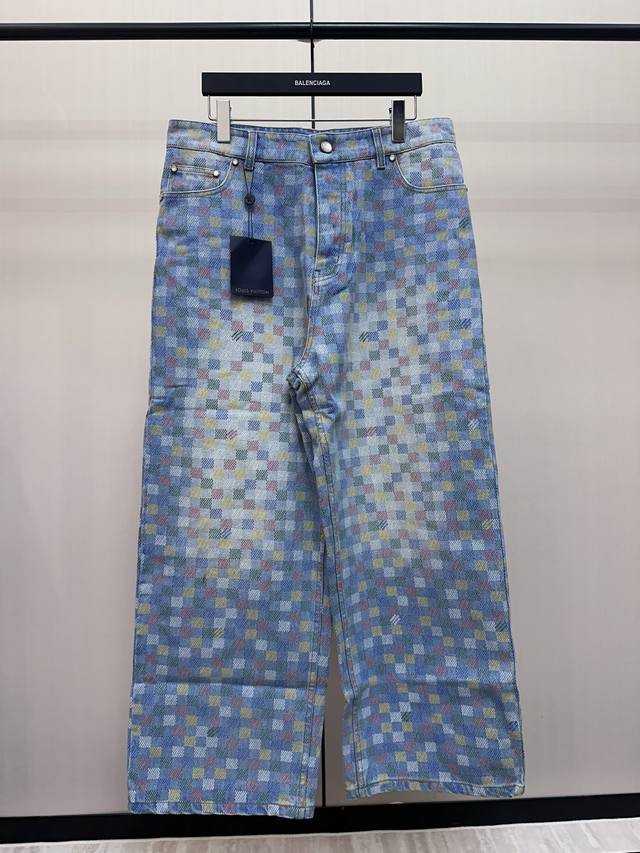 Lousi Vuitton colorful plaid jeans This style is made of the same high-end custo