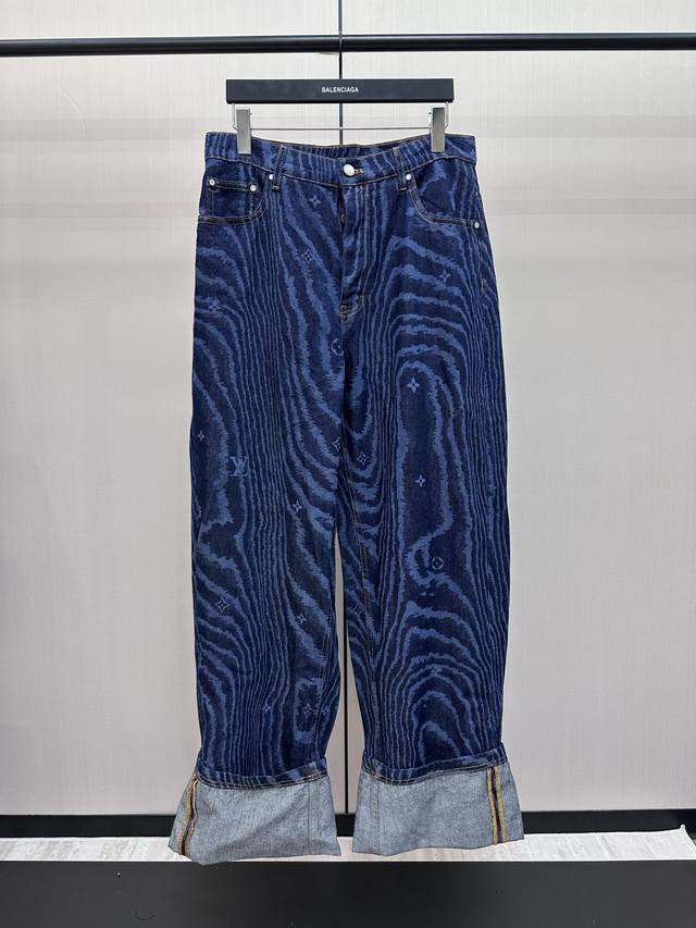 Louis Vuitton Wood Grain Cuff Jeans These jeans feature a printed Lv Moir