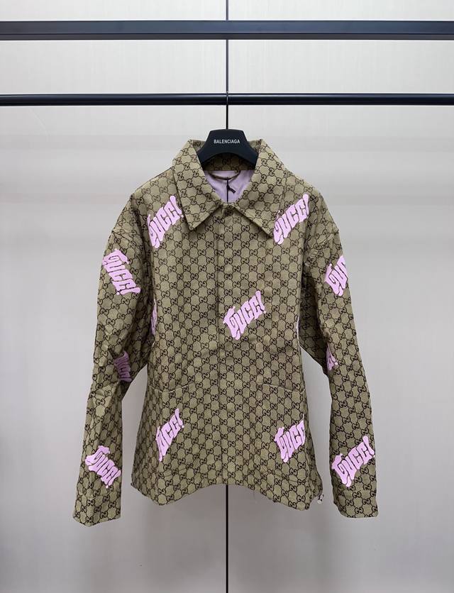 Gucci all-over monogram embroidered lapel jacket. exclusive high-end edition! Fe