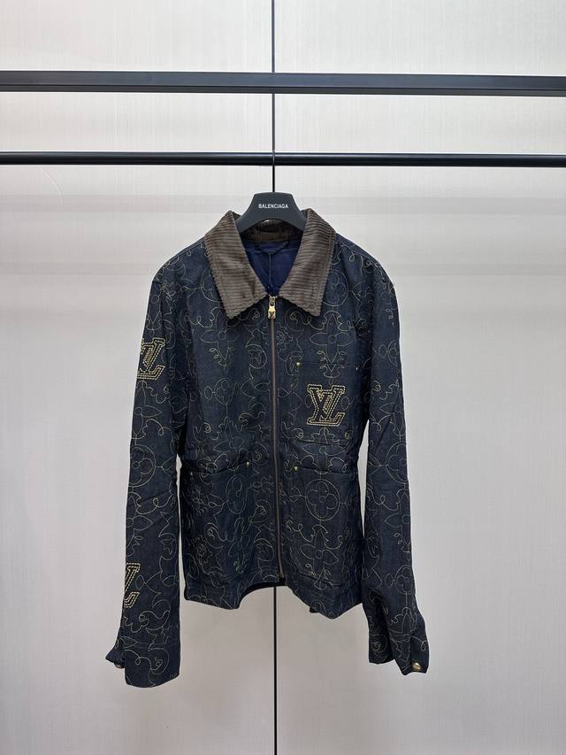 Louis Vuitton Arabesque Embroidered Denim Jacket This new denim work jacket feat
