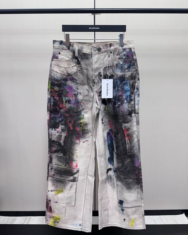 Acne Studios ink-splashed jeans Customized high-weight organic cotton twill 14Oz