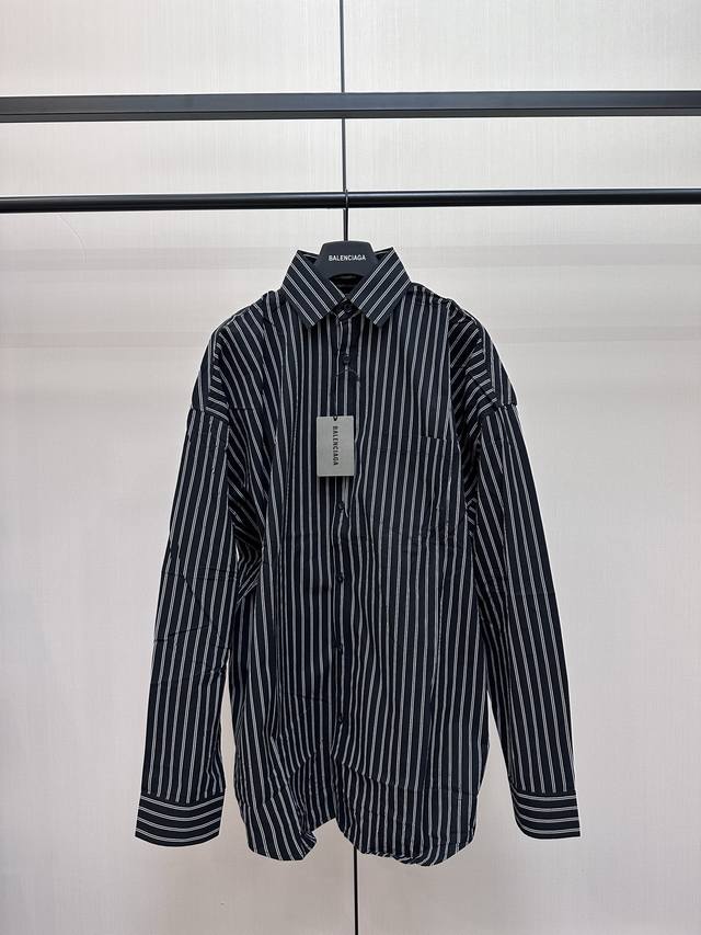 Balenciaga black and white striped long-sleeved shirt DDD. Custom-made, elegant