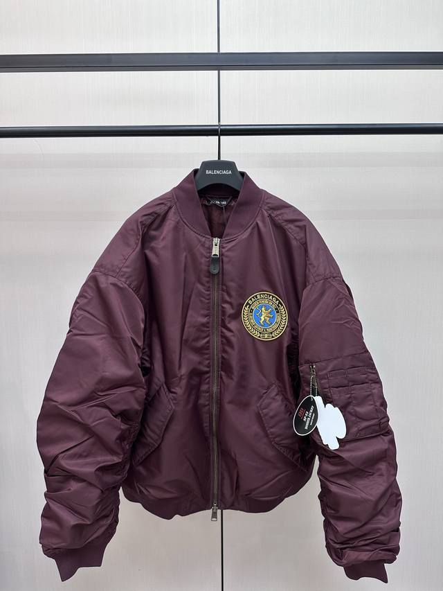 Balenciaga lion logo flight quilted jacket Round embroidered pattern patch on th