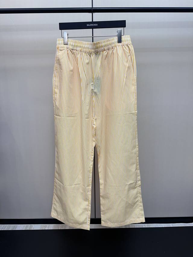 Louis Vuitton yellow and white striped casual trousers All-over Monogram pattern