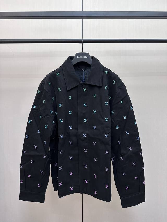 Louis Vuitton's gradient logo denim jacket (DDD) is crafted from washed black de