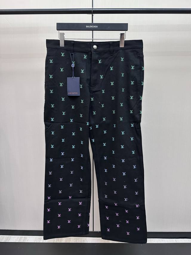 Louis Vuitton Gradient Logo Jeans are made from washed black denim and embroide
