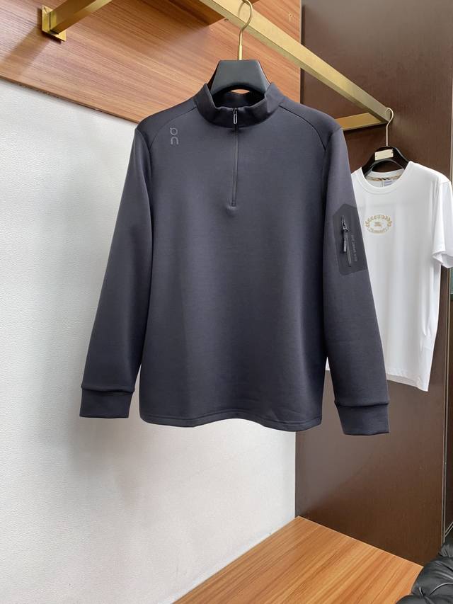 On Family Men's High-End, Simple, Small Stand-Up Collar, Half-Zip, Thickened Mod