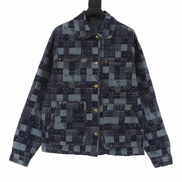 Louisvuitton x Nigolv patchwork mosaic plaid denim jacket set DDD. The original