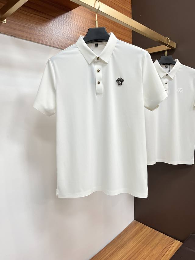 Versace's classic Polo collar design for spring and summer 2025, paired with a s