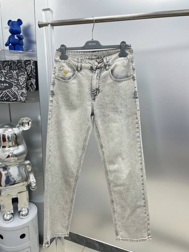 Lv Louis 25Ss new logo jeans trousers Kk summer thin stretch slim fit pants tren
