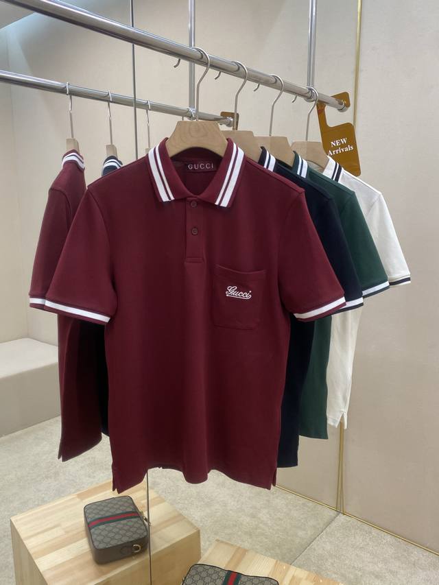 Featured Gg25 Hot Seller: New Burgundy Lapel Polo Shirt. Crafted from stretch c