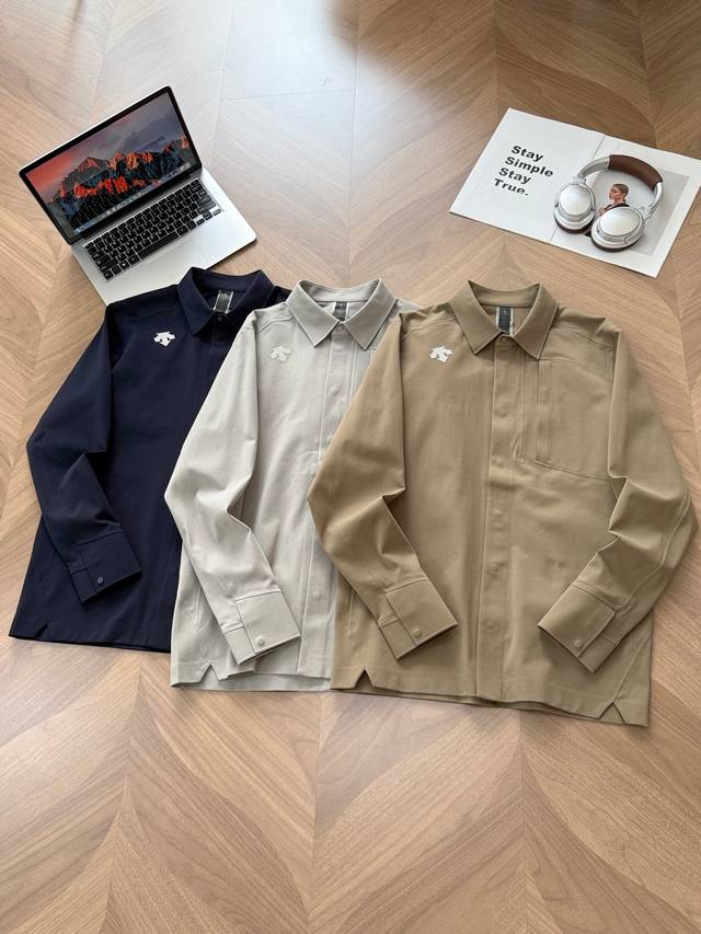 9888# Descente DDD's new autumn men's outdoor long-sleeved heat-sealed lapel shi