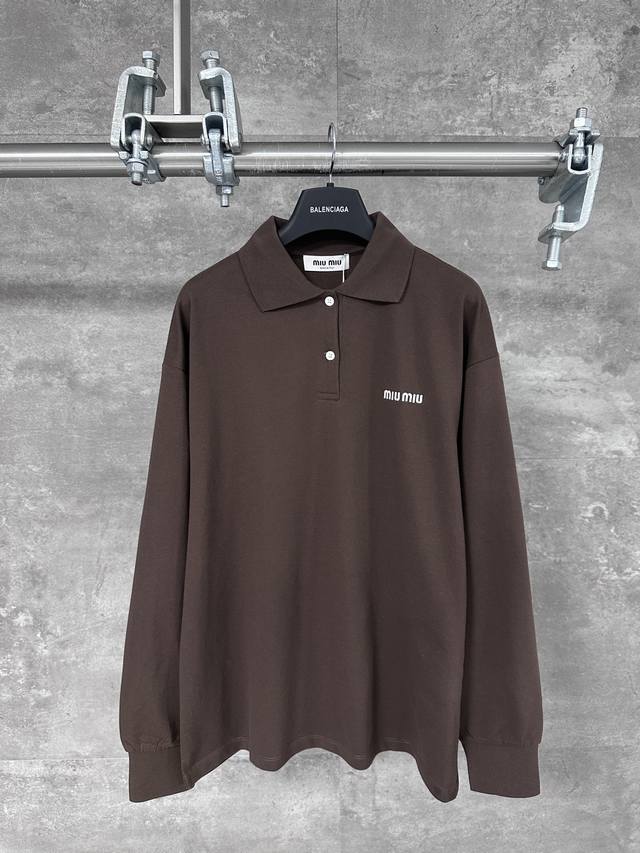 Miumiu* Miu Miu 25 new logo-front lapel long-sleeved piqu