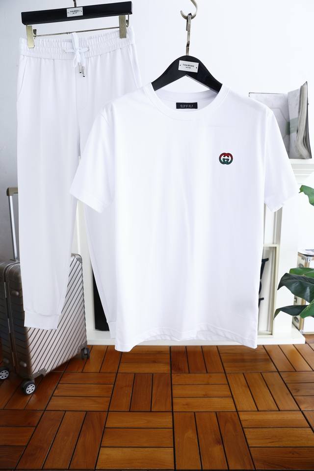 Mos Gucci Gucci*I. Ss Summer Fashion Men's Round Neck Short-Sleeve Suit, Casual