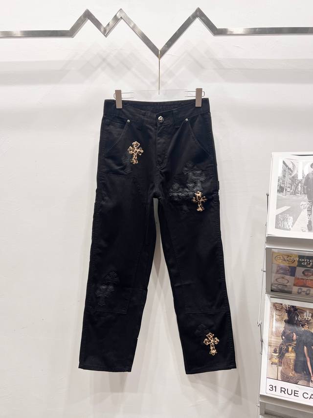 Style No.: C090 Chrome Hearts 2025 New Black Leopard Print Loose Fit Jeans for