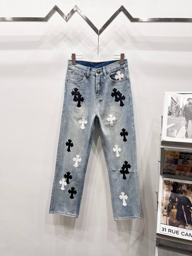Style number; R045 Chrome Hearts 2025 new black and white cross leather couple